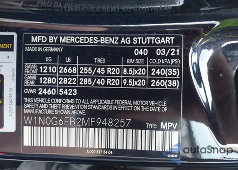 2021 Mercedes-Benz Glc 43 4Matic Amg from USA, damaged, VIN W1N0G6EB2MF948257